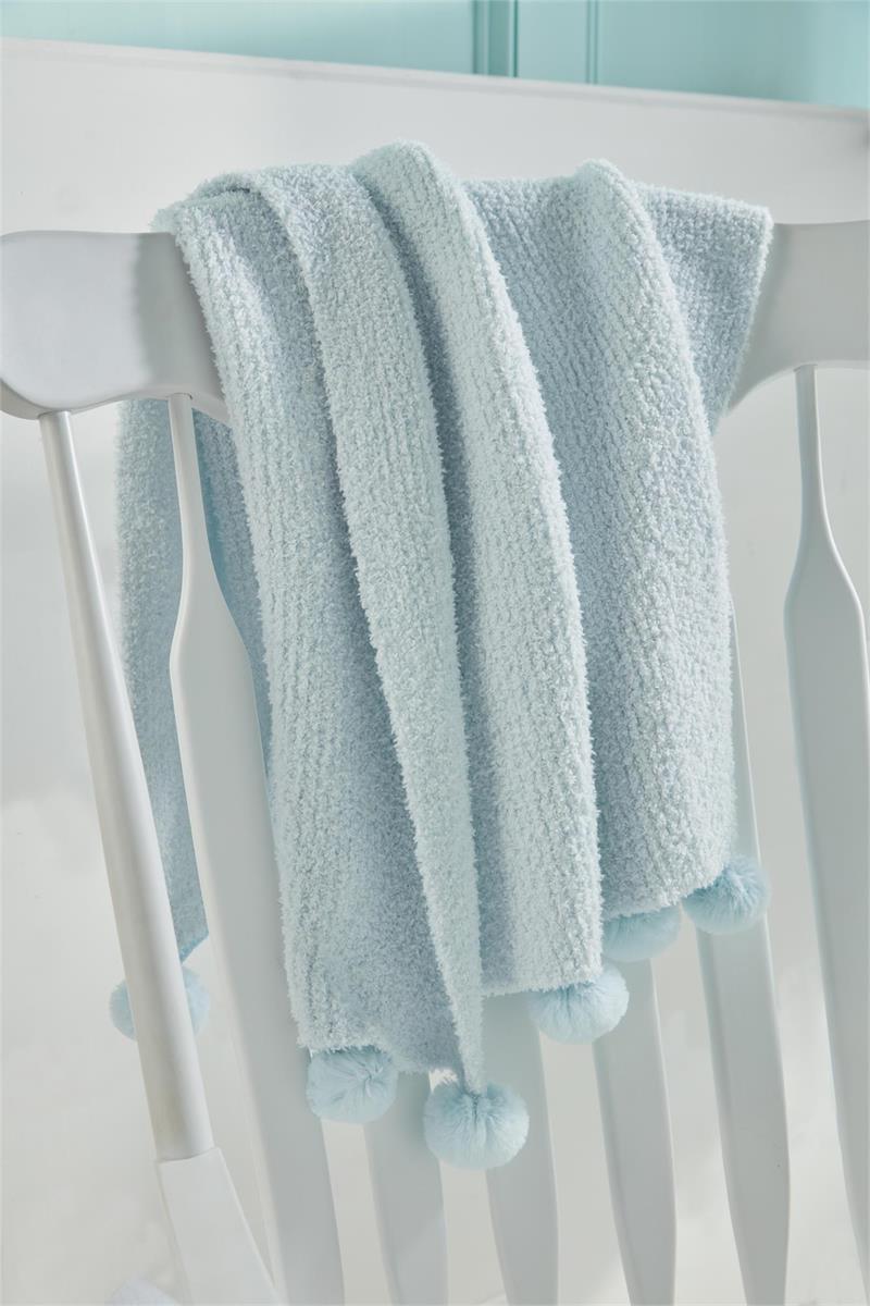 Ribbed Chenille Blanket with Pom-Pom Trim - Debs on 5th