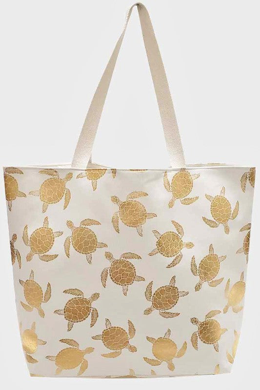 Metallic Turtle Beach Tote Bag - Debs on 5th