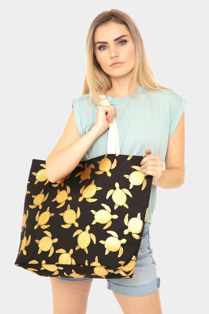 Metallic Turtle Beach Tote Bag - Debs on 5th