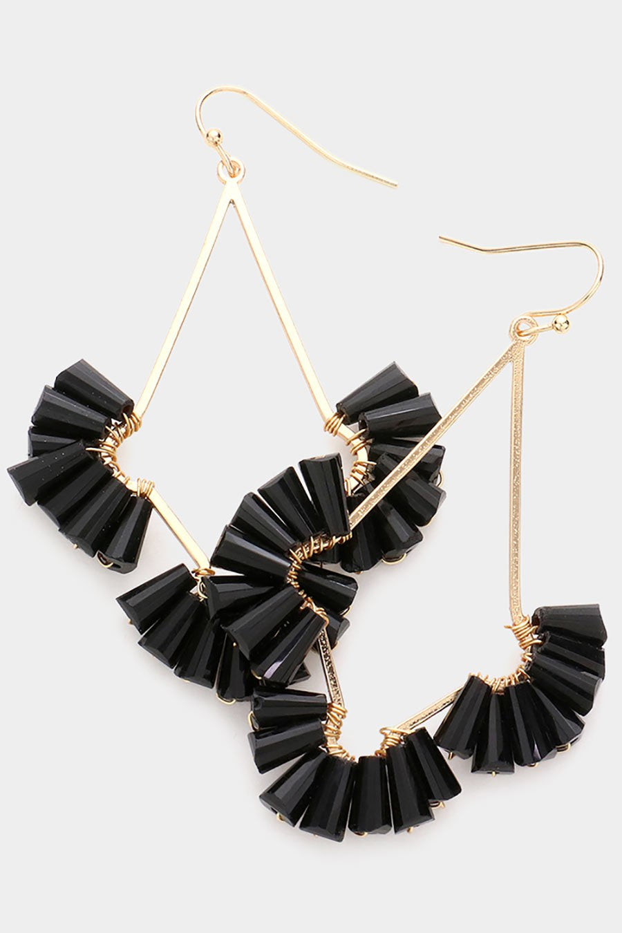 Trapezoid Bead Abstract Open Metal Dangle Earrings - Debs on 5th