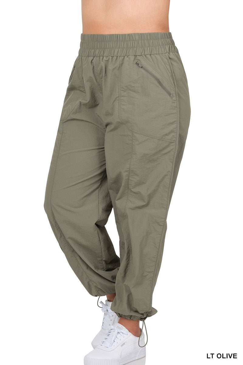 Plus Size Windbreaker Smocked High Jogger - Debs on 5th