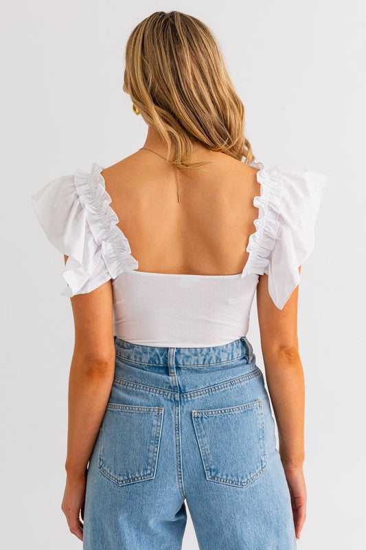 Angel Ruffle Sleeve Bodysuit - Debs on 5th