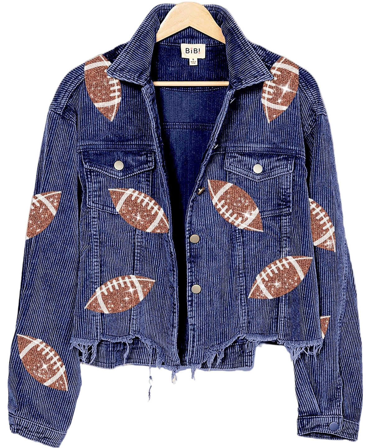 Football Sequin Washed Corduroy Jacket - Debs on 5th