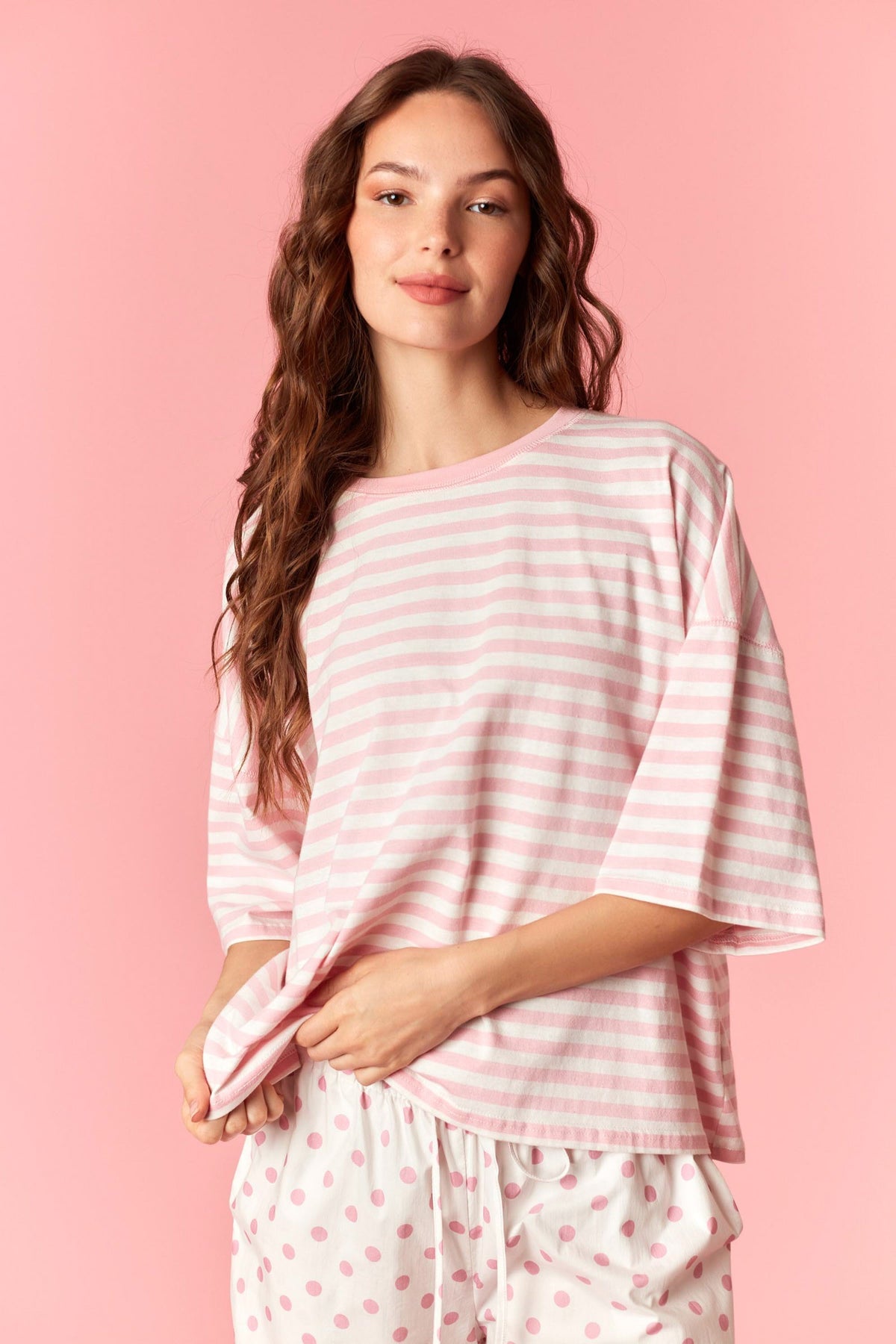 Striped Crop Oversized Tee