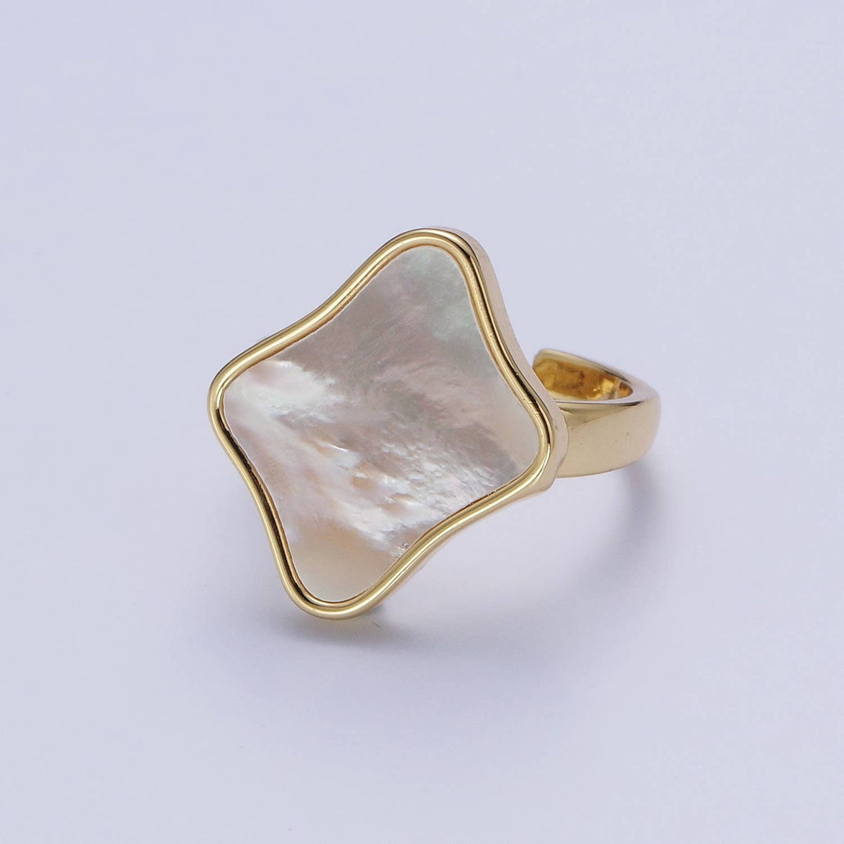 Dainty Abstract Rhombus Quatrefoil Rectangle Adjustable Ring