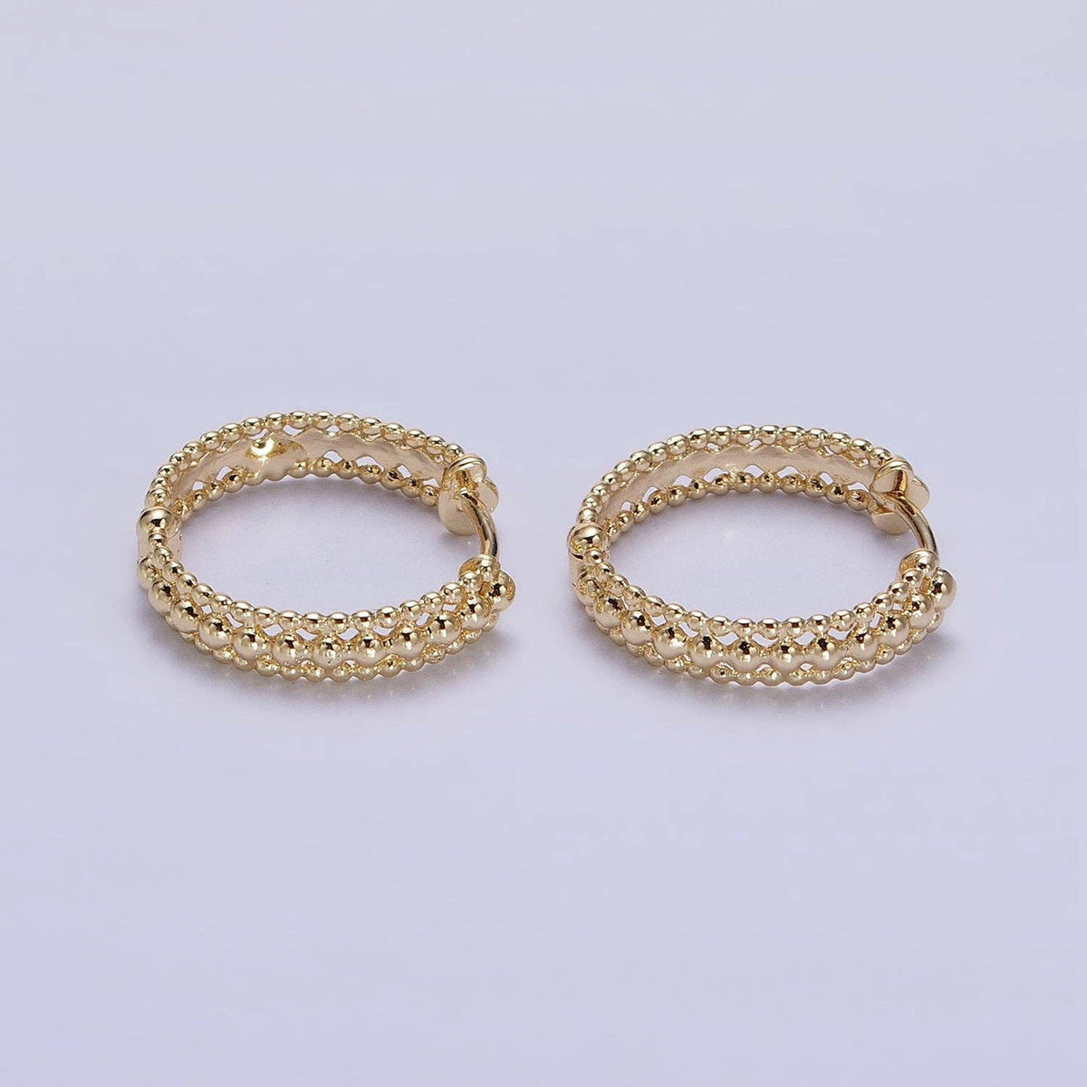 GoldFilled Triple Round Beaded Bubble Band 17mm Hoop Earring