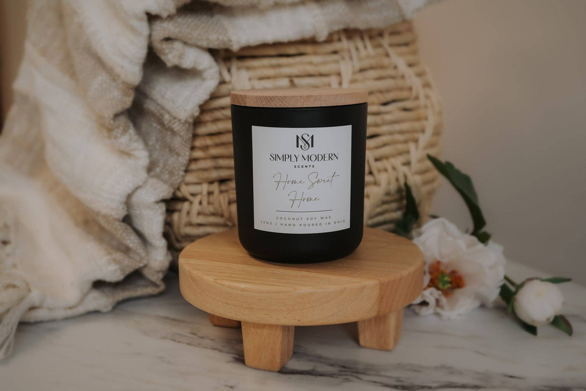 Home Sweet Home | Black | Wood-Wick Coconut Soy Wax Candle
