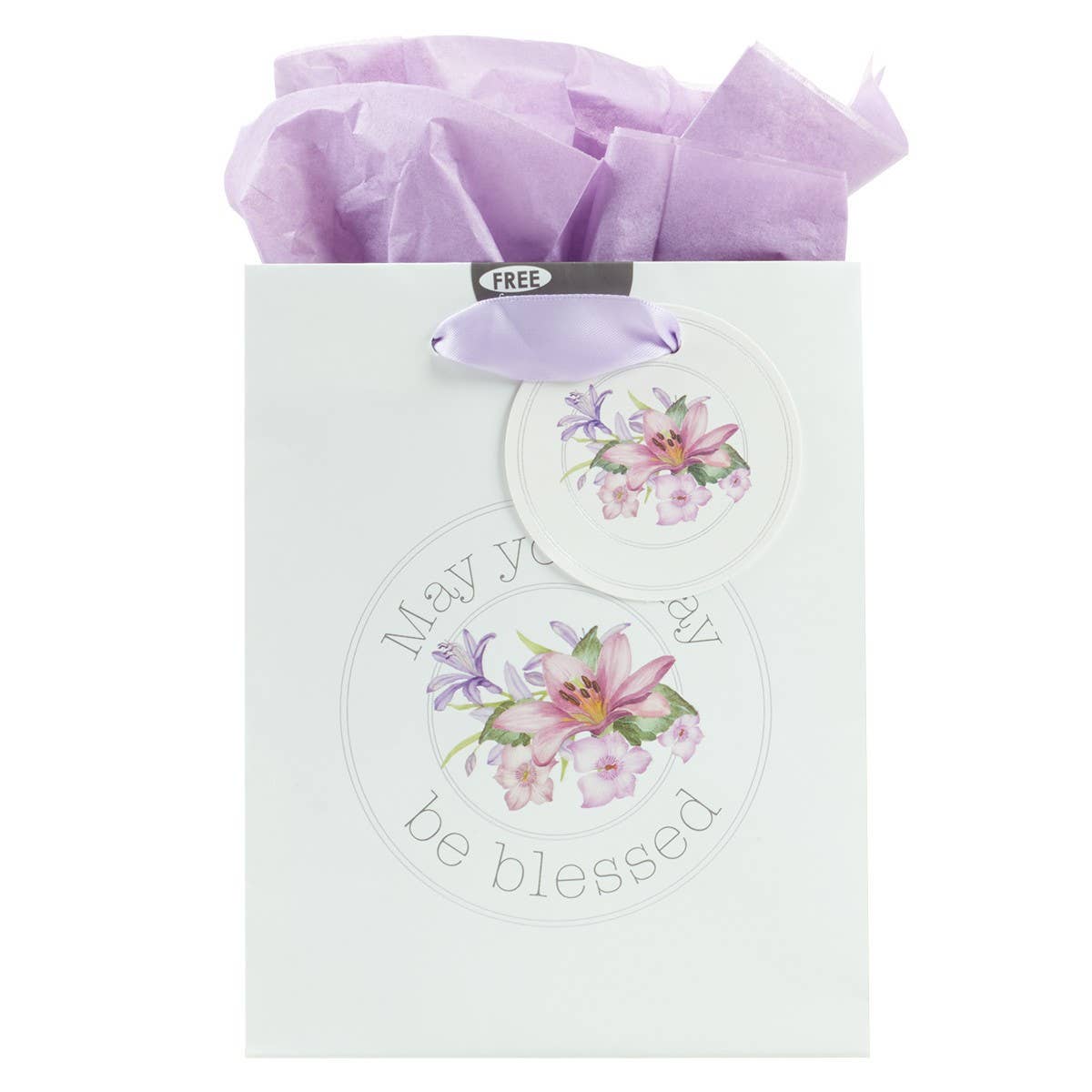 Gift Bag SM White/Purple May Your Day Be Blessed Jer. 17:7