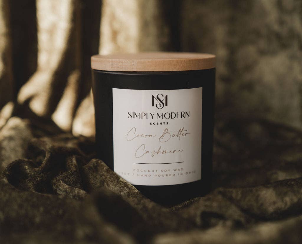 Cocoa Butter Cashmere |Black| Wooden Wick Coconut Soy Candle