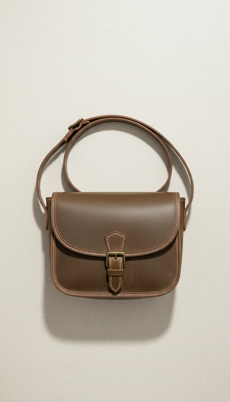 Olive Brown Leather Crossbody Bag with Minimal Hardware