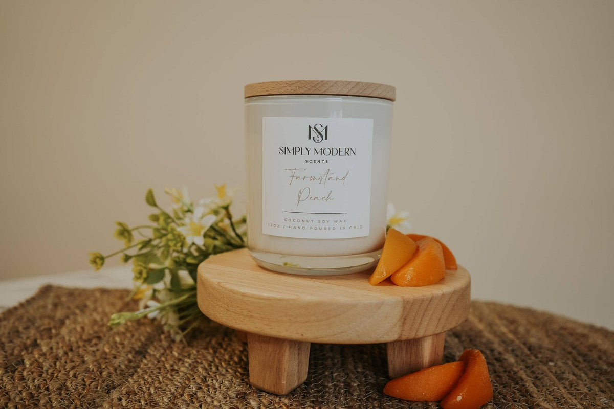 Farmstand Peach | White | Wood-Wick Coconut Soy Wax Candle