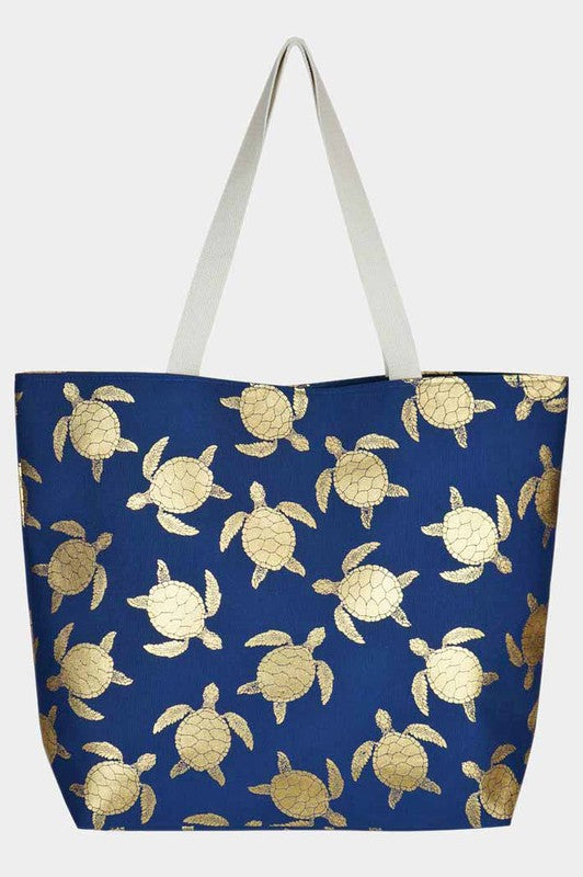 Metallic Turtle Beach Tote Bag - Debs on 5th