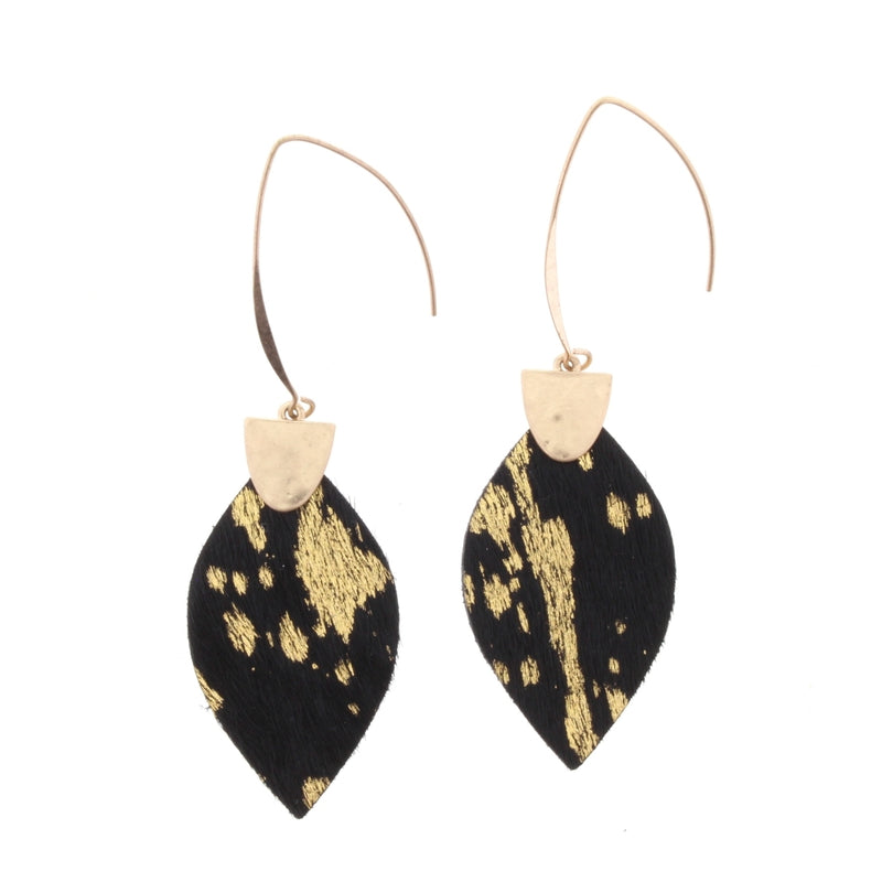 Cowhide with Fleck Threader Earrings - Debs on 5th