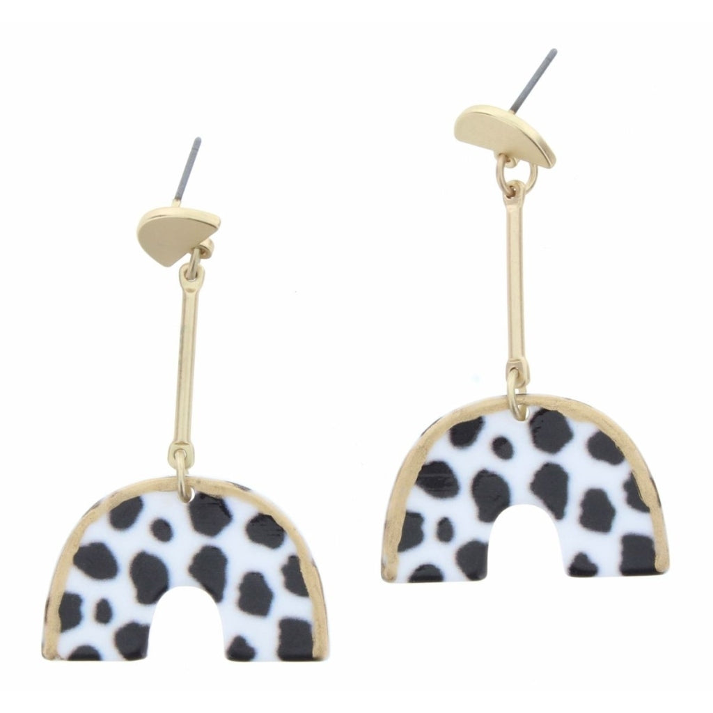 Gold Half Circle with Bar & Black & White with Gold Edged Arch Earring - Debs on 5th