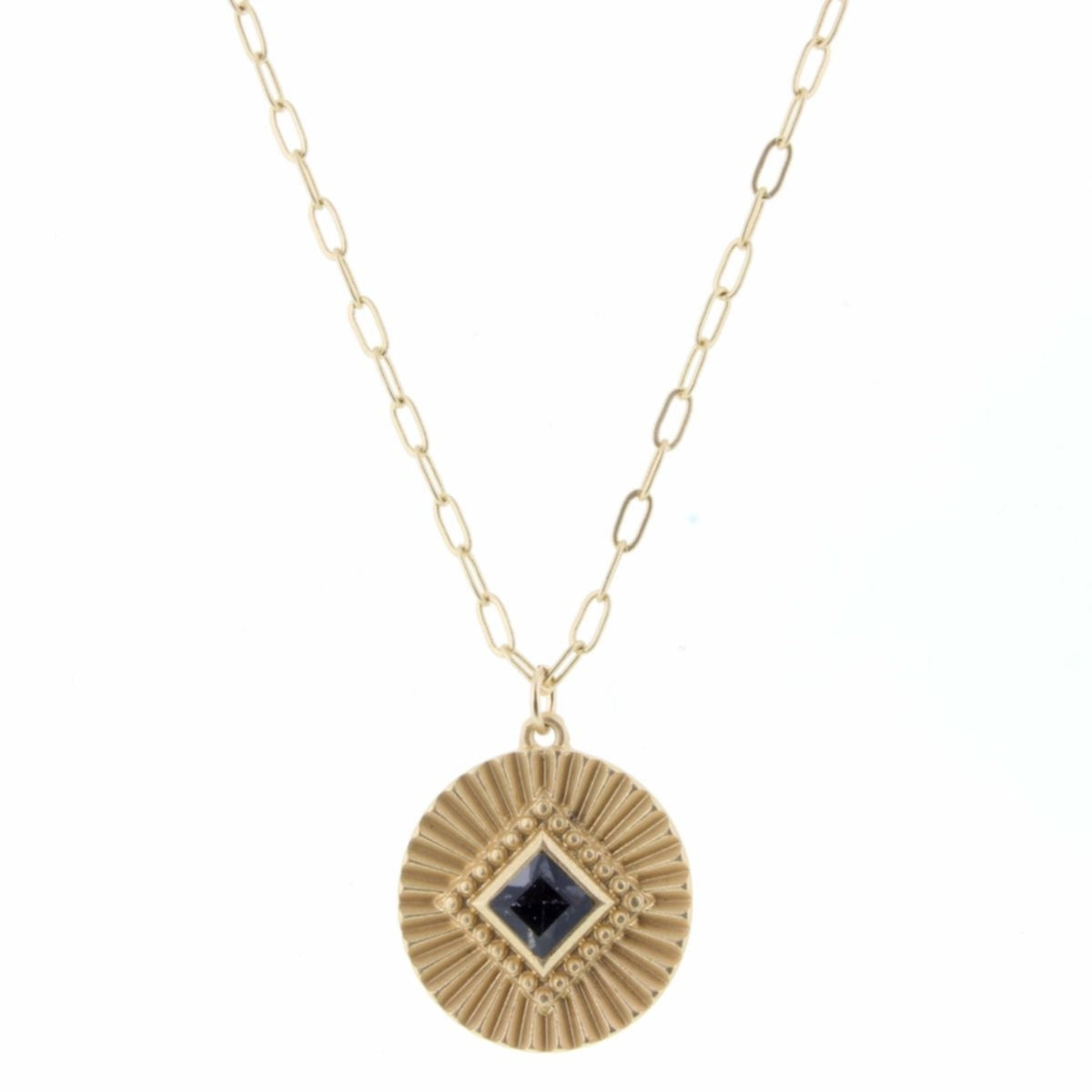 18-24" Gold Chain with isk & Black Diamond Center Charm Adjustable Necklace - Debs on 5th