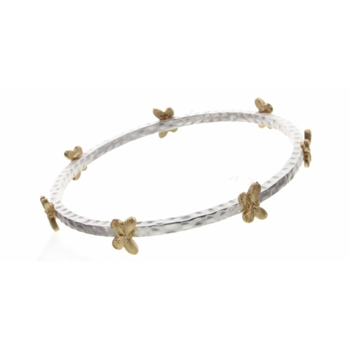 Gold Butterfly Station on Silver Bangle Bracelet - Debs on 5th