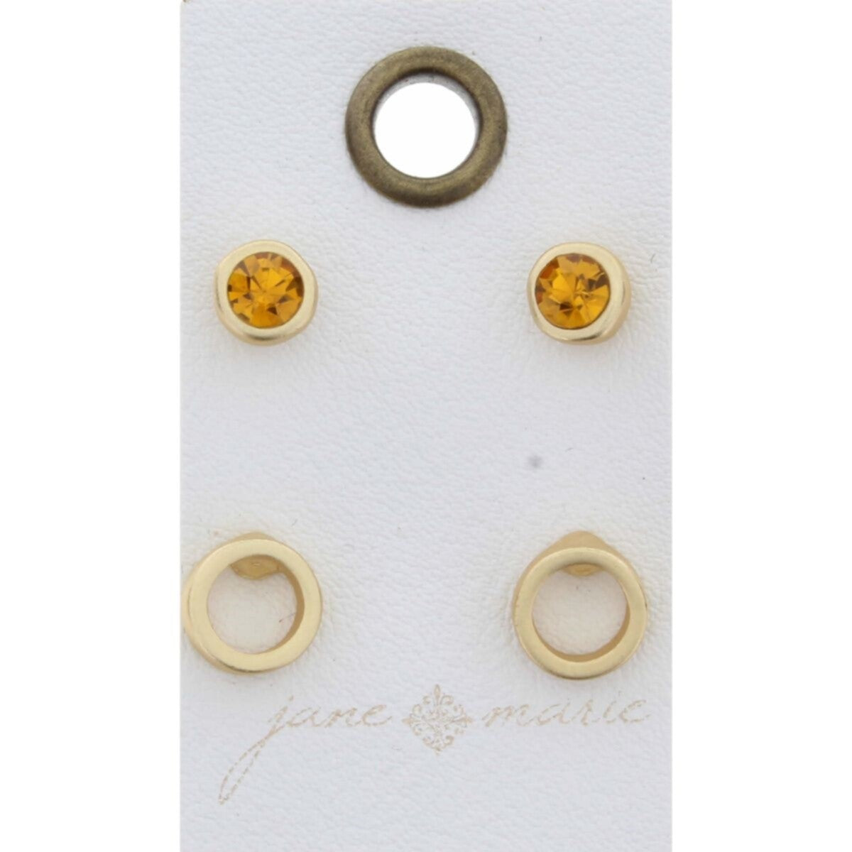 Topaz Circle Stone, Gold Open Circle Stud Earring - Debs on 5th