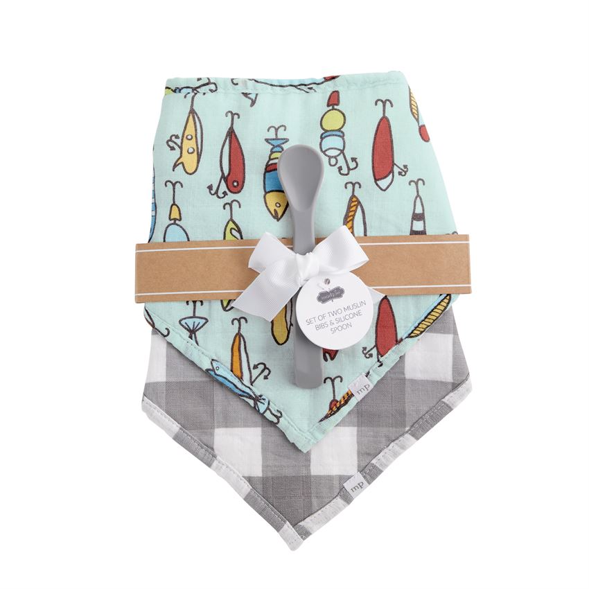 Fish Muslin Bib & Spoon Set - Debs on 5th