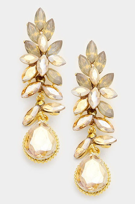 Crystal Rhinestone Marquise Evening Earrings - Debs on 5th