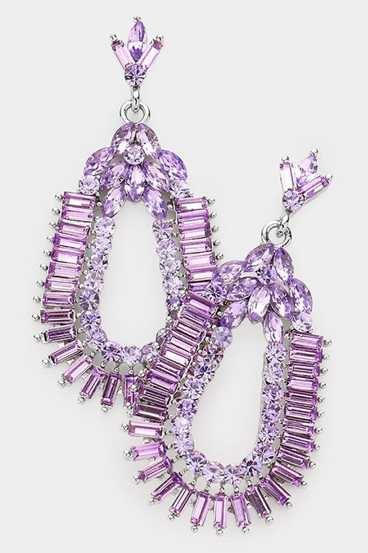 Baguette Cut Crystal Rhinestone Evening Earrings - Debs on 5th