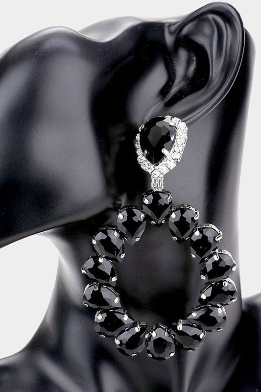 Teardrop Crystal Rhinestone Evening Earring - Debs on 5th