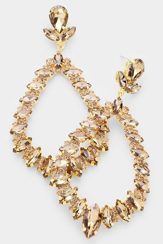 Marquise Crystal Statement Evening Earrings - Debs on 5th
