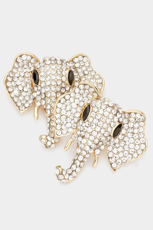 Stone Embellished Elephant Earrings - Debs on 5th