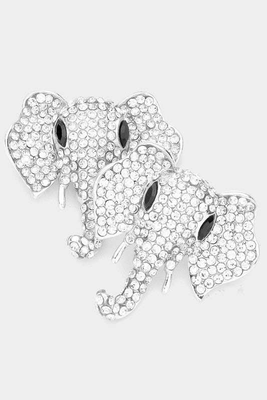 Stone Embellished Elephant Earrings - Debs on 5th