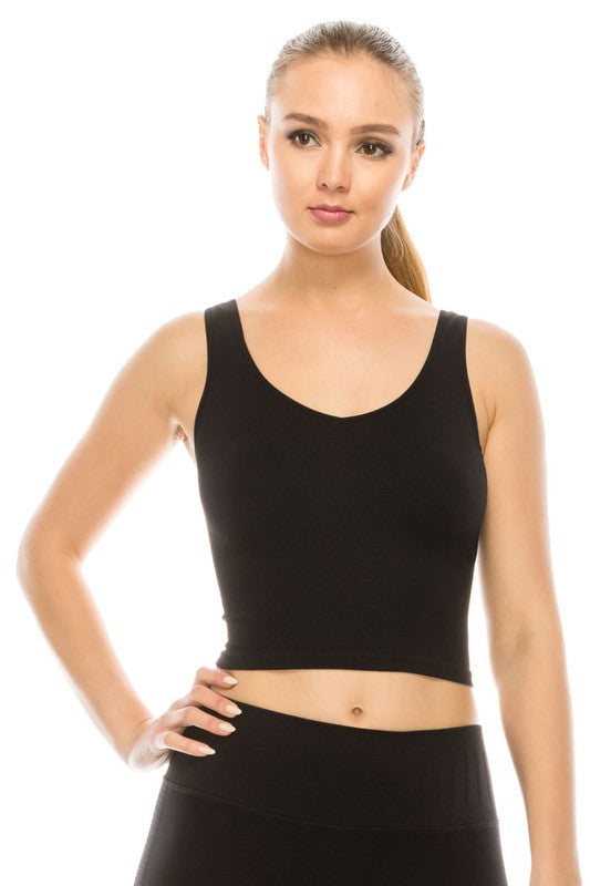 V-Neck Ribbed Crop Tank Top - Debs on 5th