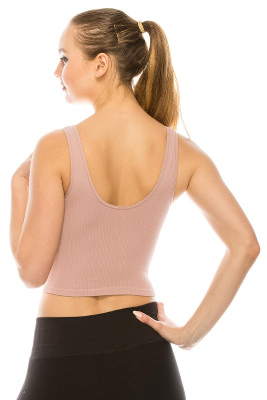 V-Neck Ribbed Crop Tank Top - Debs on 5th