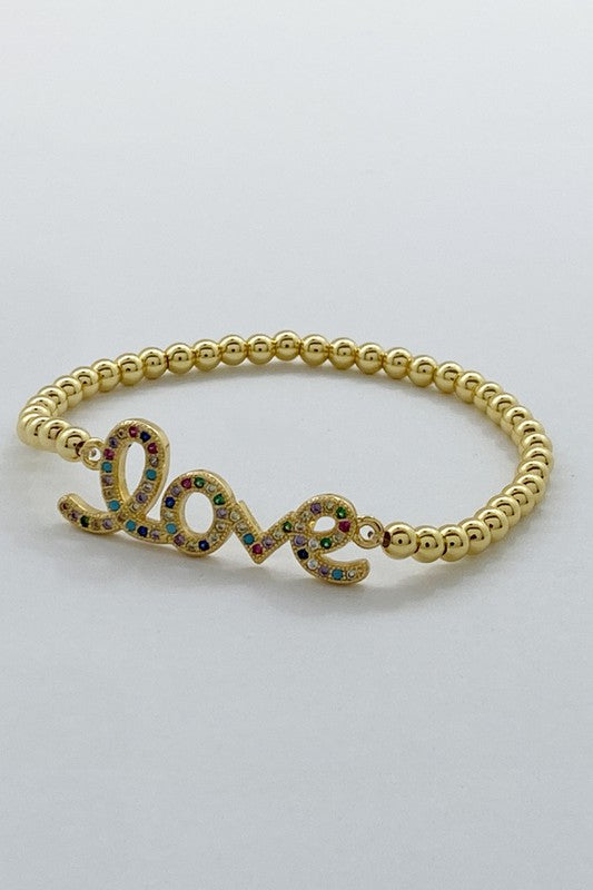Love Metal With Rhinestones Bracelet - Debs on 5th