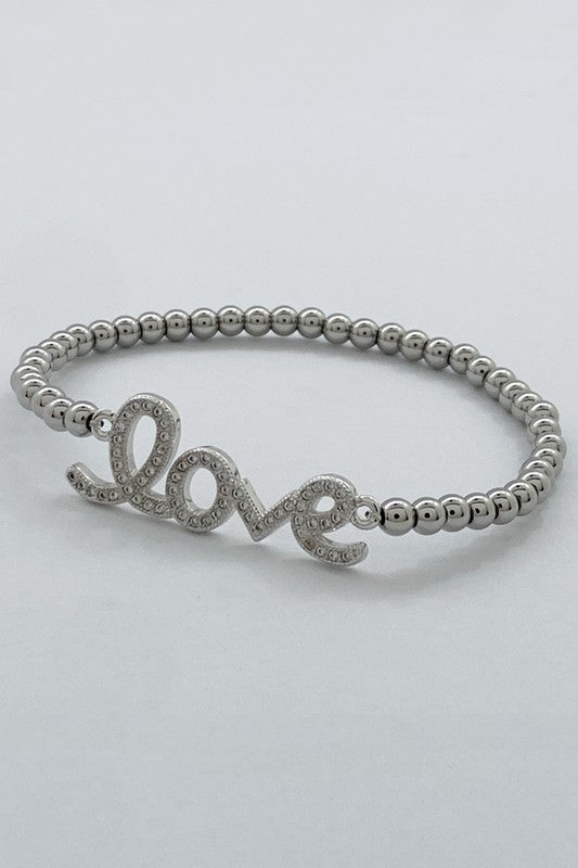 Love Metal With Rhinestones Bracelet - Debs on 5th