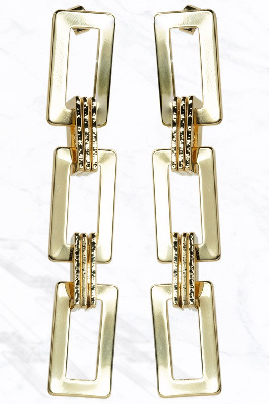 Rectangle Chain Drop Earrings - Debs on 5th