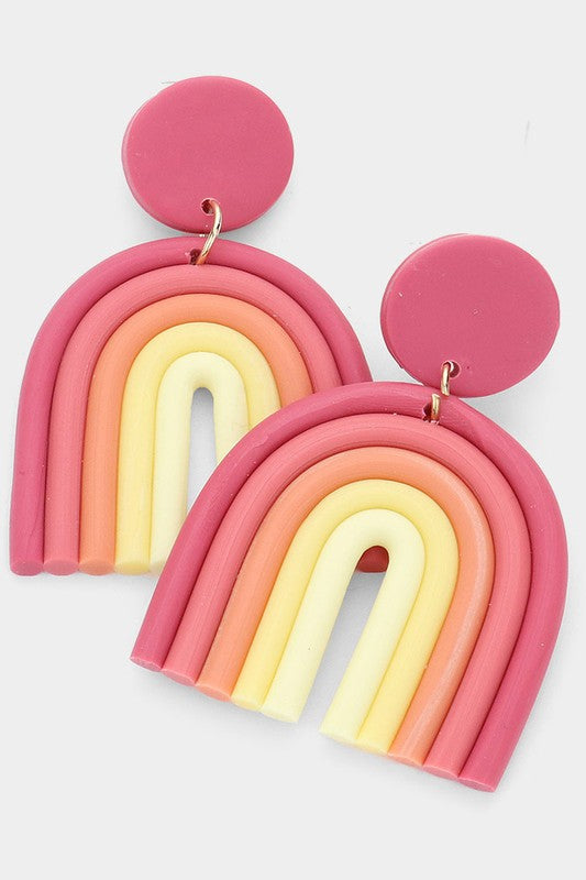 Rainbow Polymer Clay Dangle Earrings - Debs on 5th