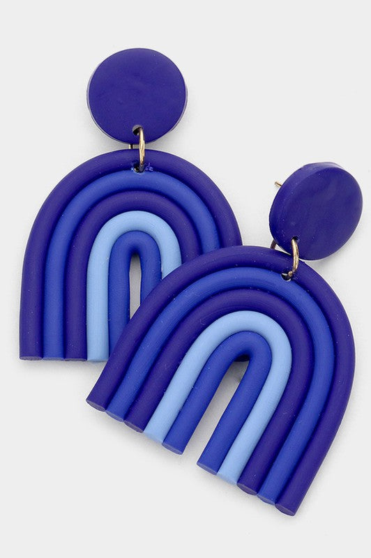 Rainbow Polymer Clay Dangle Earrings - Debs on 5th