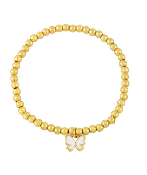 Gold Color Beads Butterfly Charms Bracelet - Debs on 5th
