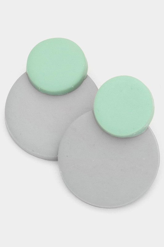 Geometric Two Tone Polymer Clay Link Earrings - Debs on 5th
