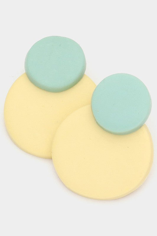 Geometric Two Tone Polymer Clay Link Earrings - Debs on 5th