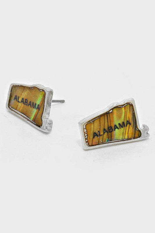 State Map Abalone Stud Earrings - Debs on 5th
