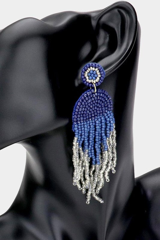 Seed Beaded Fringe Dangle Earrings - Debs on 5th