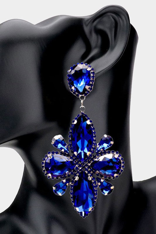 Teardrop Marqusie Stone Clip on Evening Earrings - Debs on 5th