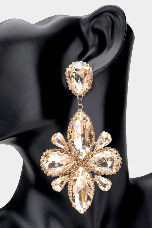 Teardrop Marqusie Stone Clip on Evening Earrings - Debs on 5th