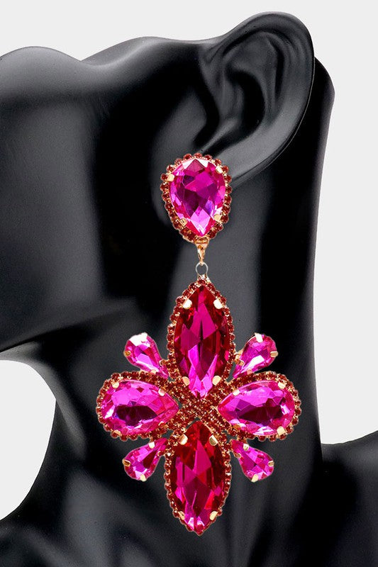 Teardrop Marqusie Stone Clip on Evening Earrings - Debs on 5th