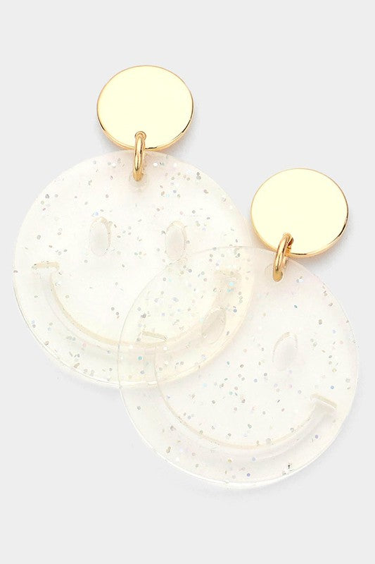 Glittered Smile Dangle Earrings - Debs on 5th