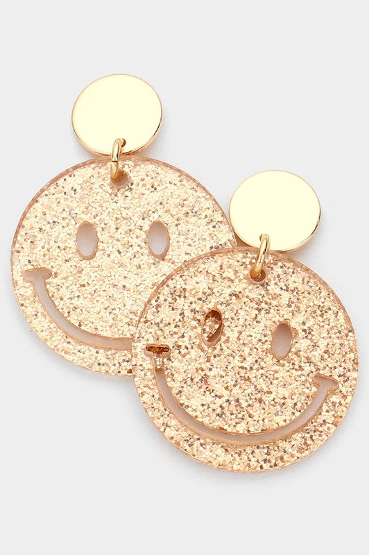 Glittered Smile Dangle Earrings - Debs on 5th