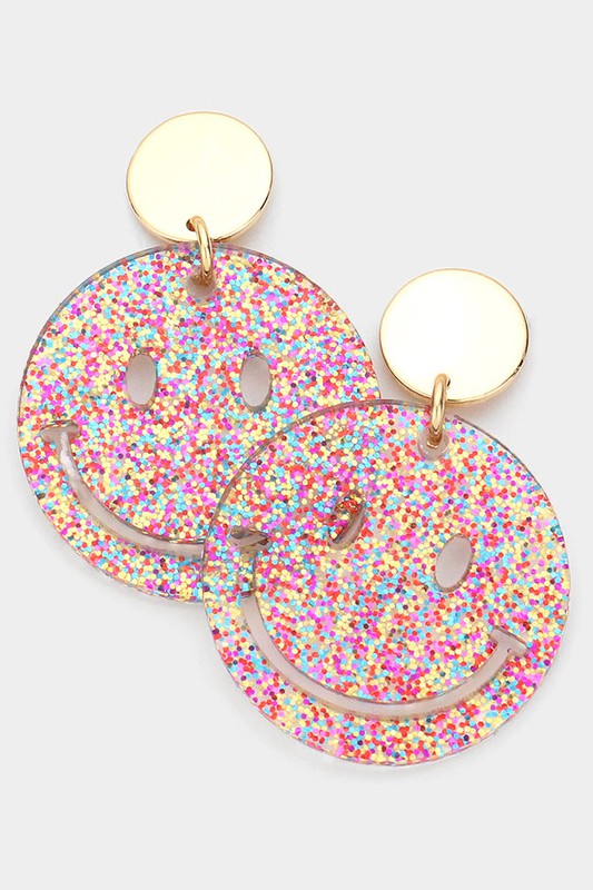 Glittered Smile Dangle Earrings - Debs on 5th