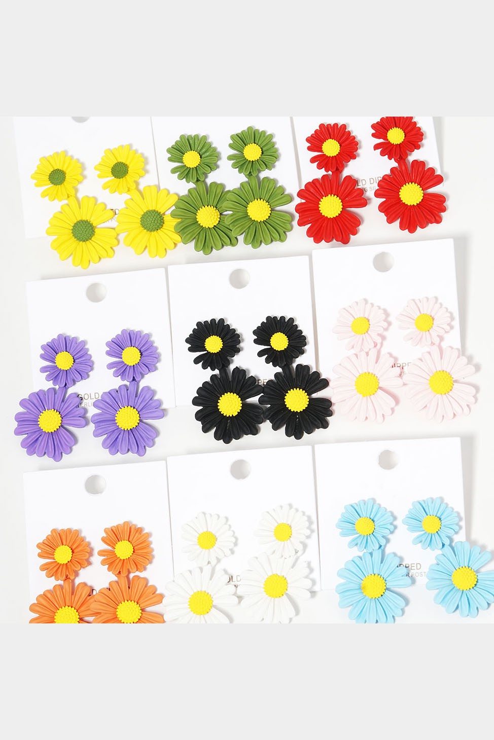 Gold Dipped Double Bloom Flower Link Earrings - Debs on 5th