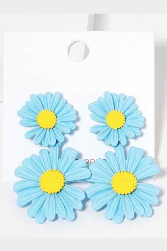 Gold Dipped Double Bloom Flower Link Earrings - Debs on 5th