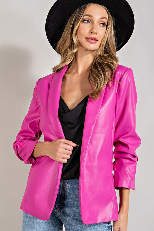 Chelese Faux Leather Blazer - Debs on 5th