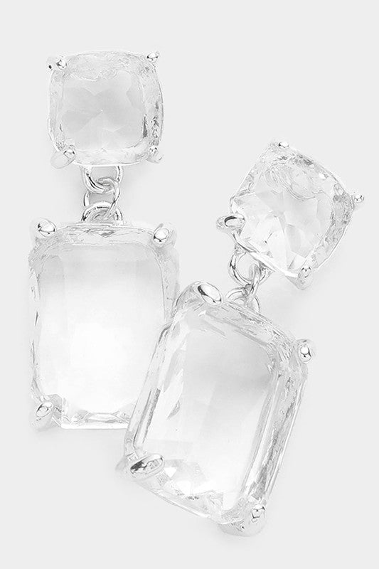 Square Rectangle Link Dangle Evening Earrings - Debs on 5th
